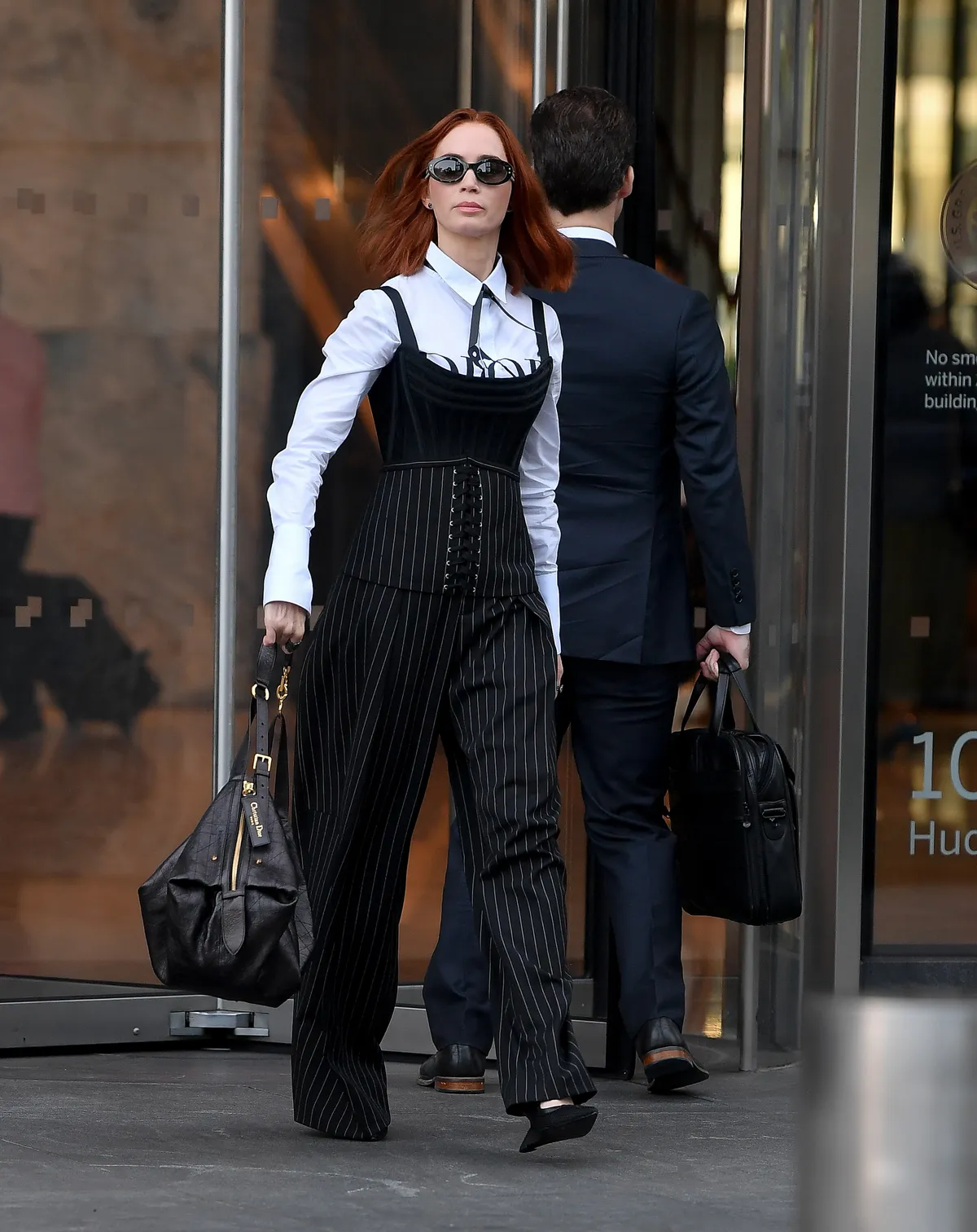 Anne Hathaway and Emily Blunt film "The Devil Wears Prada 2" in New York City