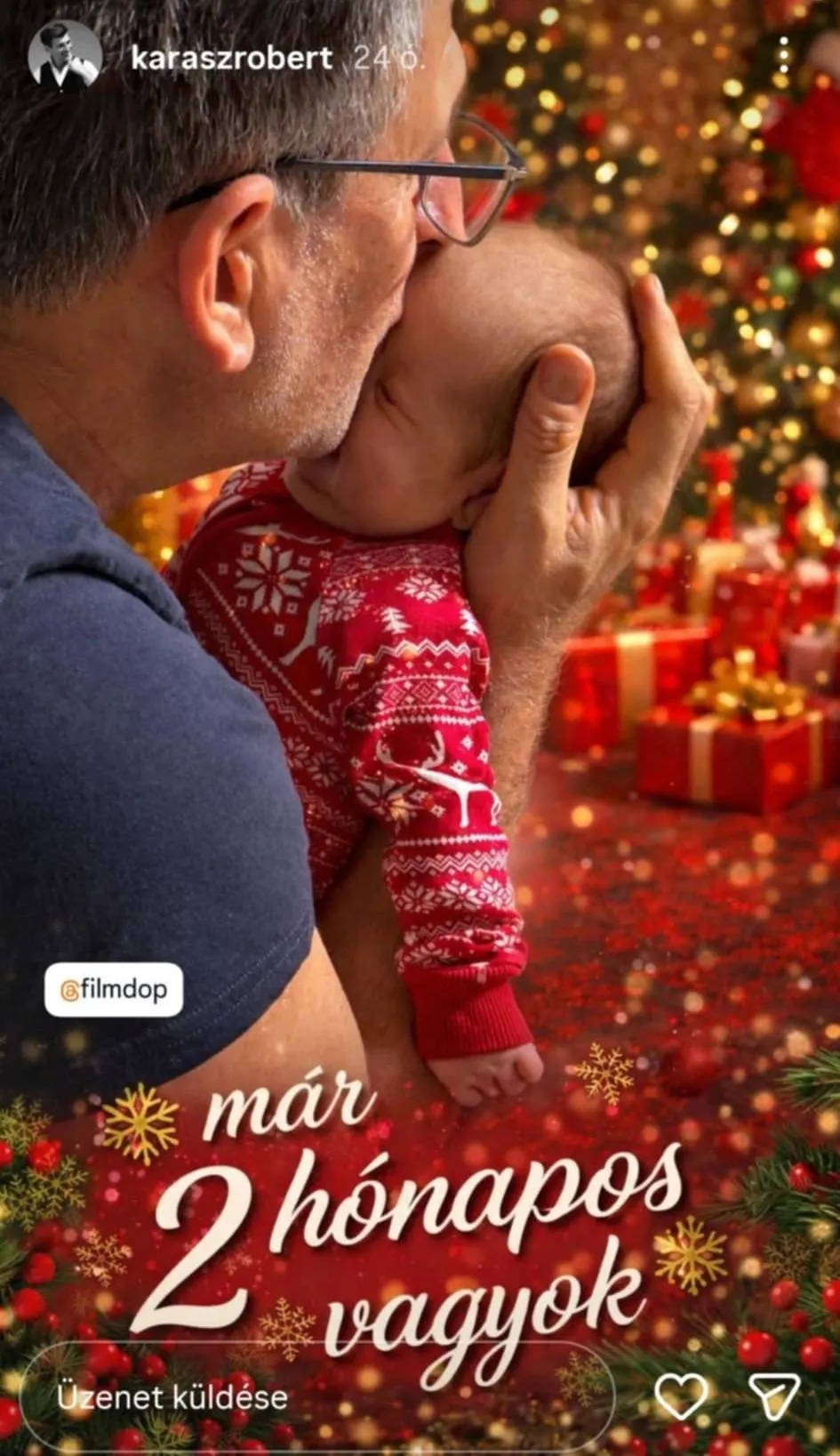 Kárász Róbert imádja kéthónapos kislányát, Lellét. 