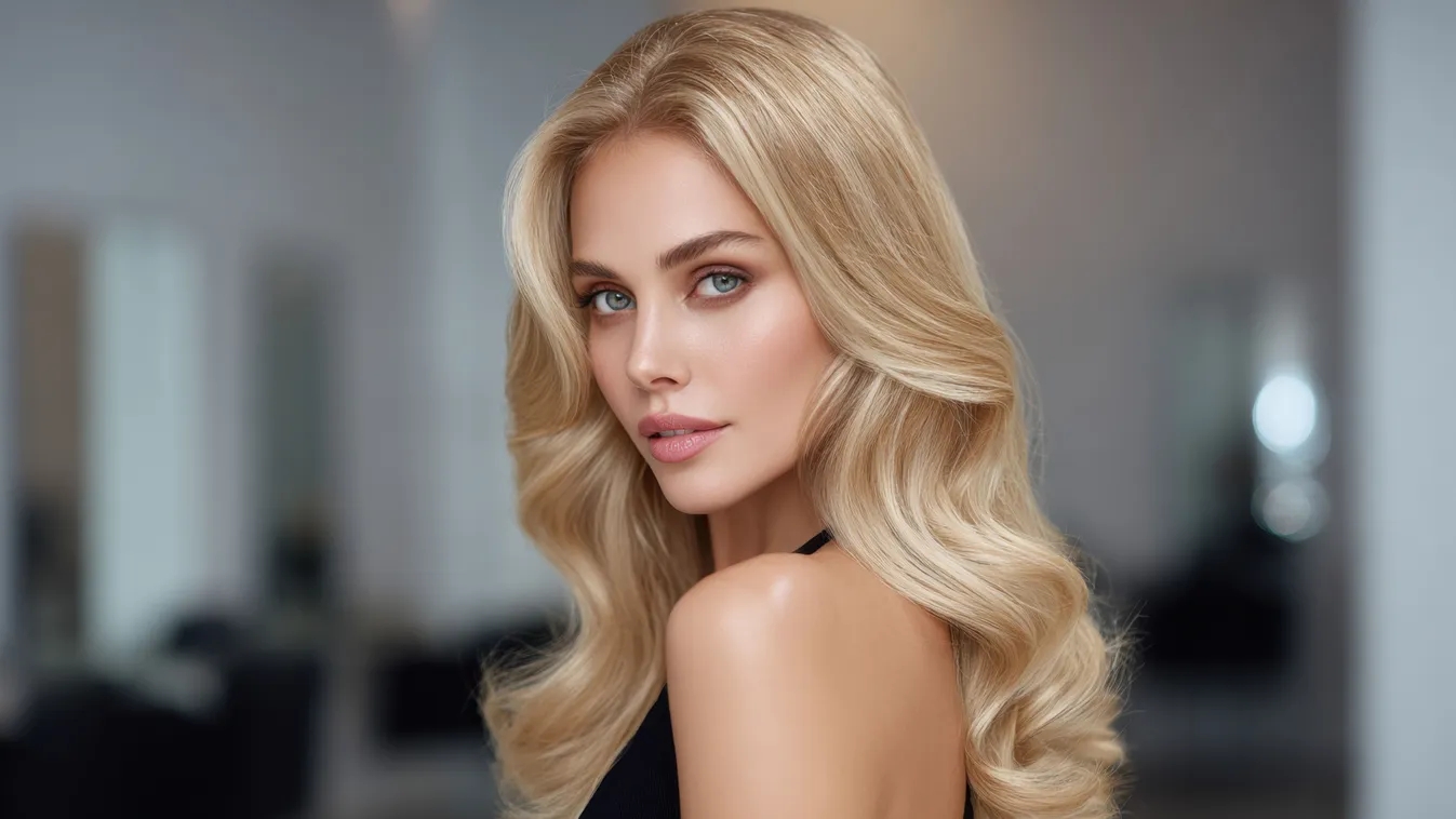 Egészséges szőke haj otthoni hajfestéssel.