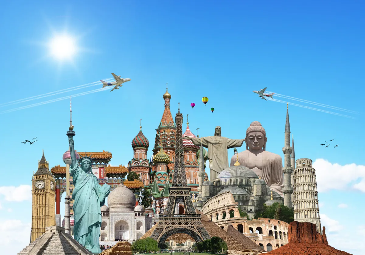 Világ nevezetességeinek kvízben szereplő montázsa