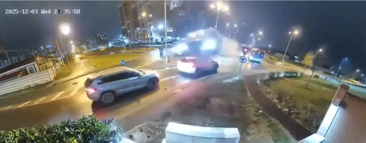 A sofőr sokkot kapott, ezért a körforgalom felett szó szerint átrepült.