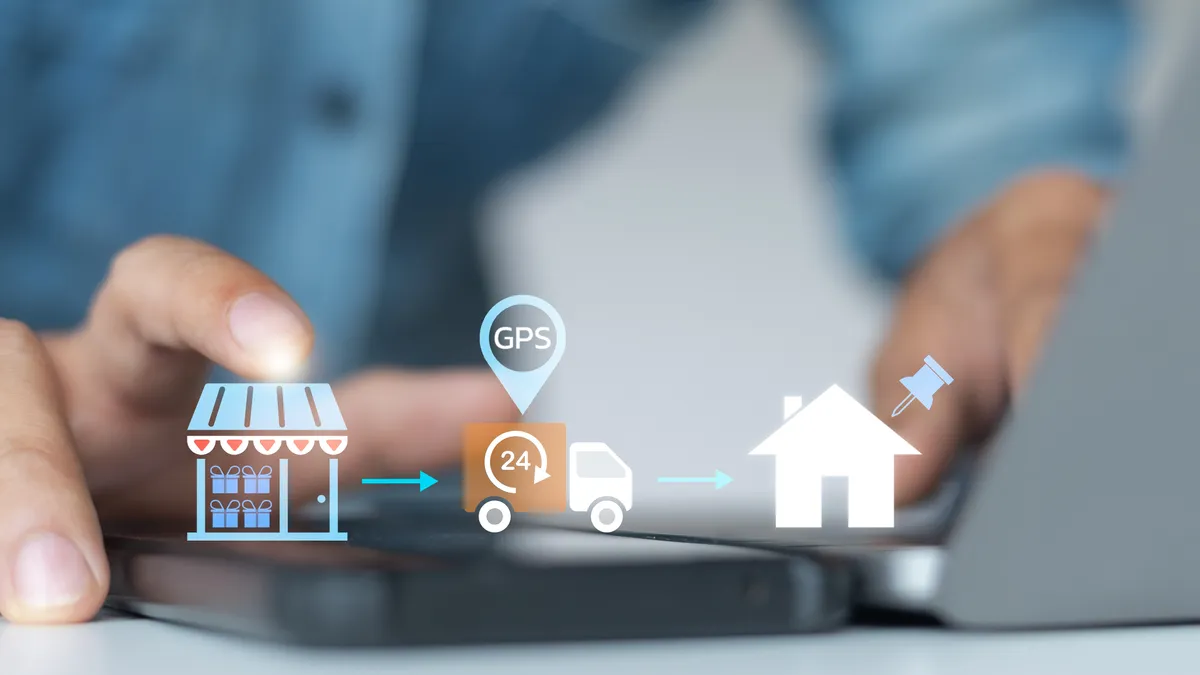 Postai csomag nyomkövetését ábrázoló illusztrációs fotó.