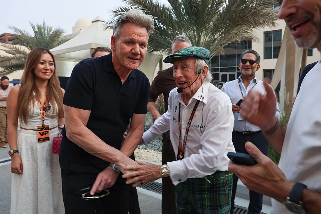  Gordon Ramsay and  Sir Jackie Stewart ahead of Formula 1 Abu Dhabi Grand Prix at Yas Marina Circuit on December 6th, 2025 in Abu Dhabi, United Arab Emirates. (Photo by Beata Zawrzel/NurPhoto)