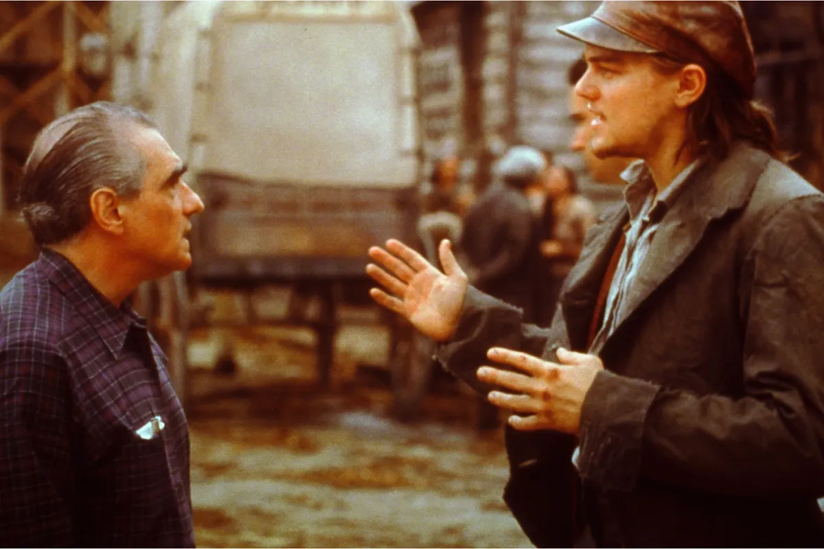 Martin Scorsese és Leonardo DiCaprio a New York bandái forgatásán.