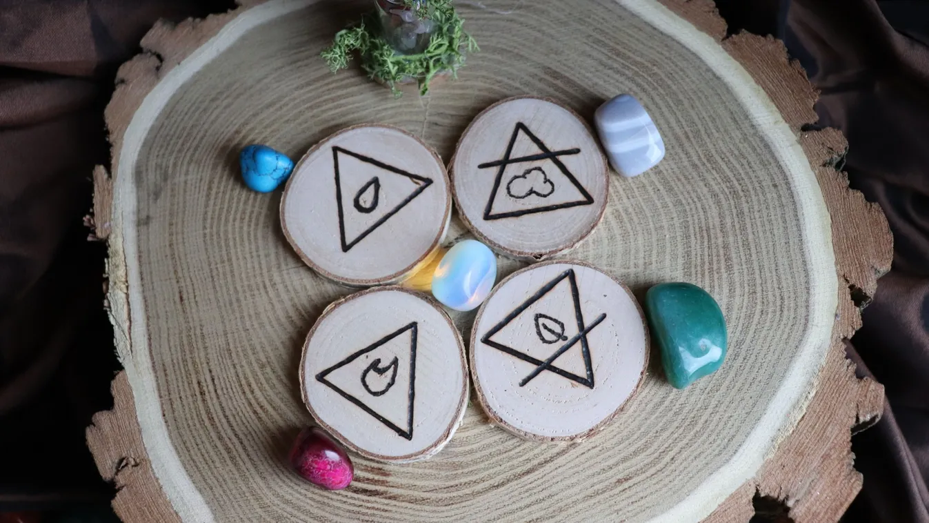 Személyiségtesztben szereplő kép az őselemek szimbolikájáról