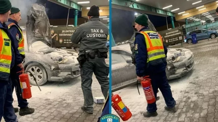 Cigarettával a motortérben gyulladt ki egy autó a határnál