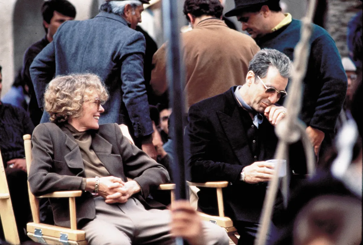 Diane Keaton és Al Pacino a Keresztapa 3 forgatásán.