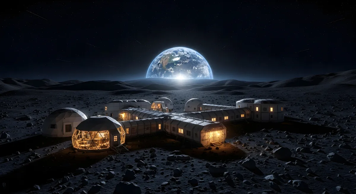 Űrhotel a Holdon, kilátással a Földre.