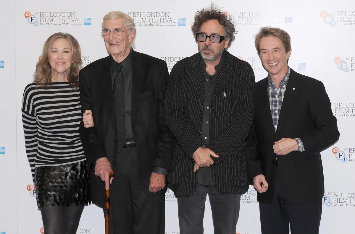 Catherine O'Hara, Martin Landau, Tim Burton és Martin Short a "Frankenweenie 3D" premierjén Londonban.