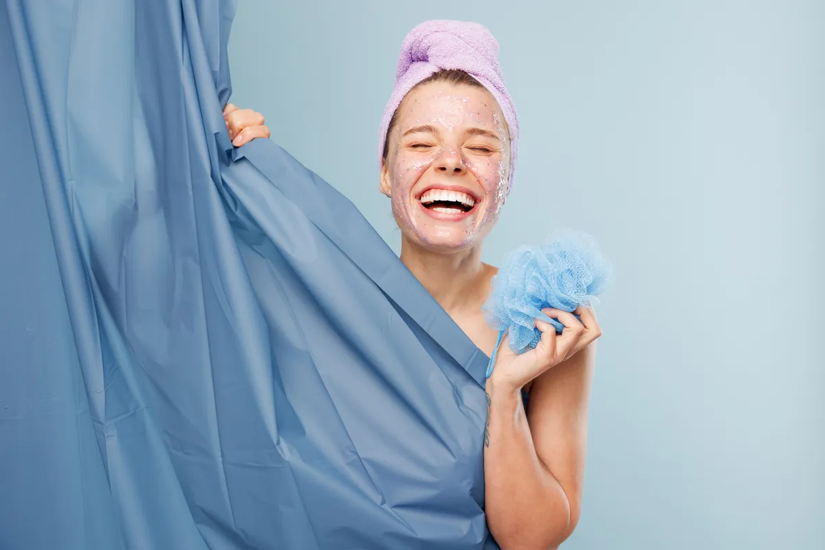 Fun,Half,Naked,Topless,Young,Woman,With,Nude,Make,Up