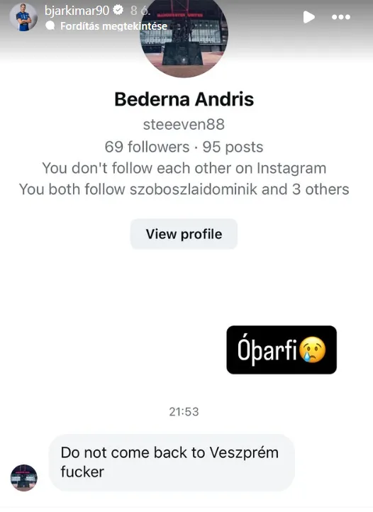 Ezt a magyar fenyegetést kapta a Veszprém izlandi kézilabdázója