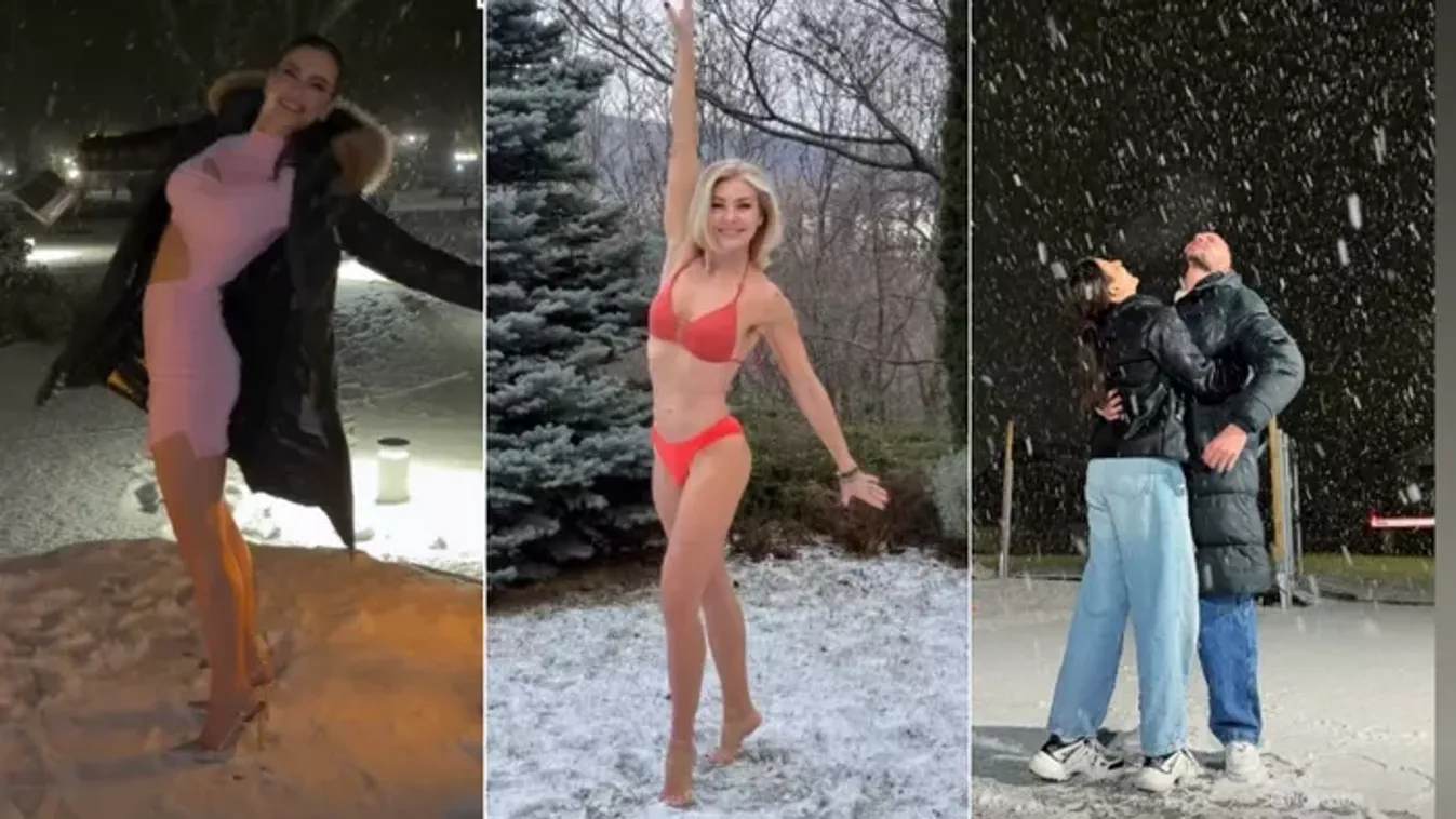 Bikiniben, tűsarkúban, a meleg szobából... Így élvezték a havat kedvenc sztárjaink