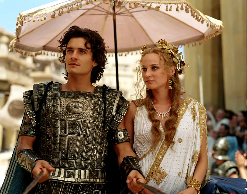 Orlando Bloom Parisként és Diane Kruger Helenéként a Trója című filmben.