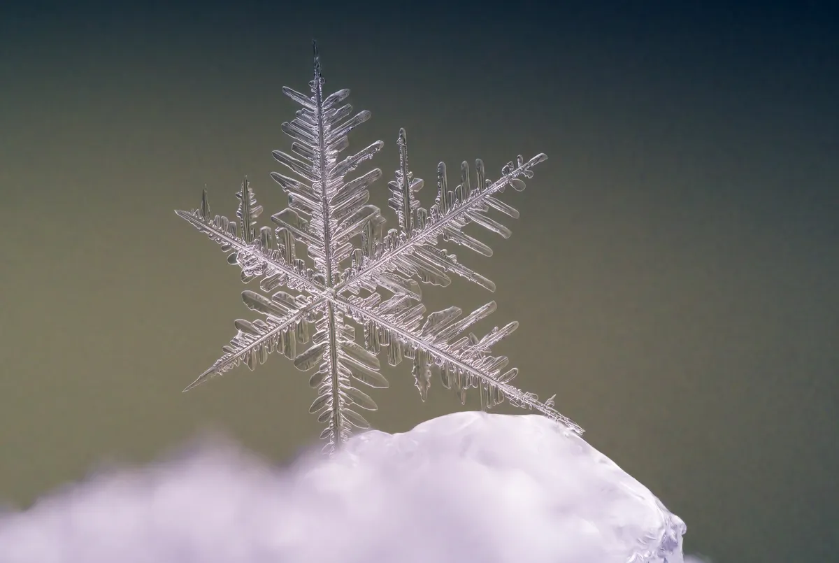Gyönyörű, kinagyított hókristály.