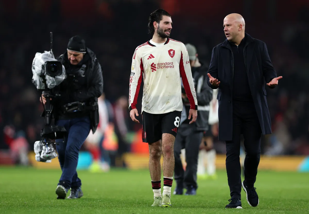 Arne Slot vezetőedző (jobbra) és Szoboszlai Dominik is a pontatlan lövéseket okolták a bravúrgyőzelem elmaradásáért