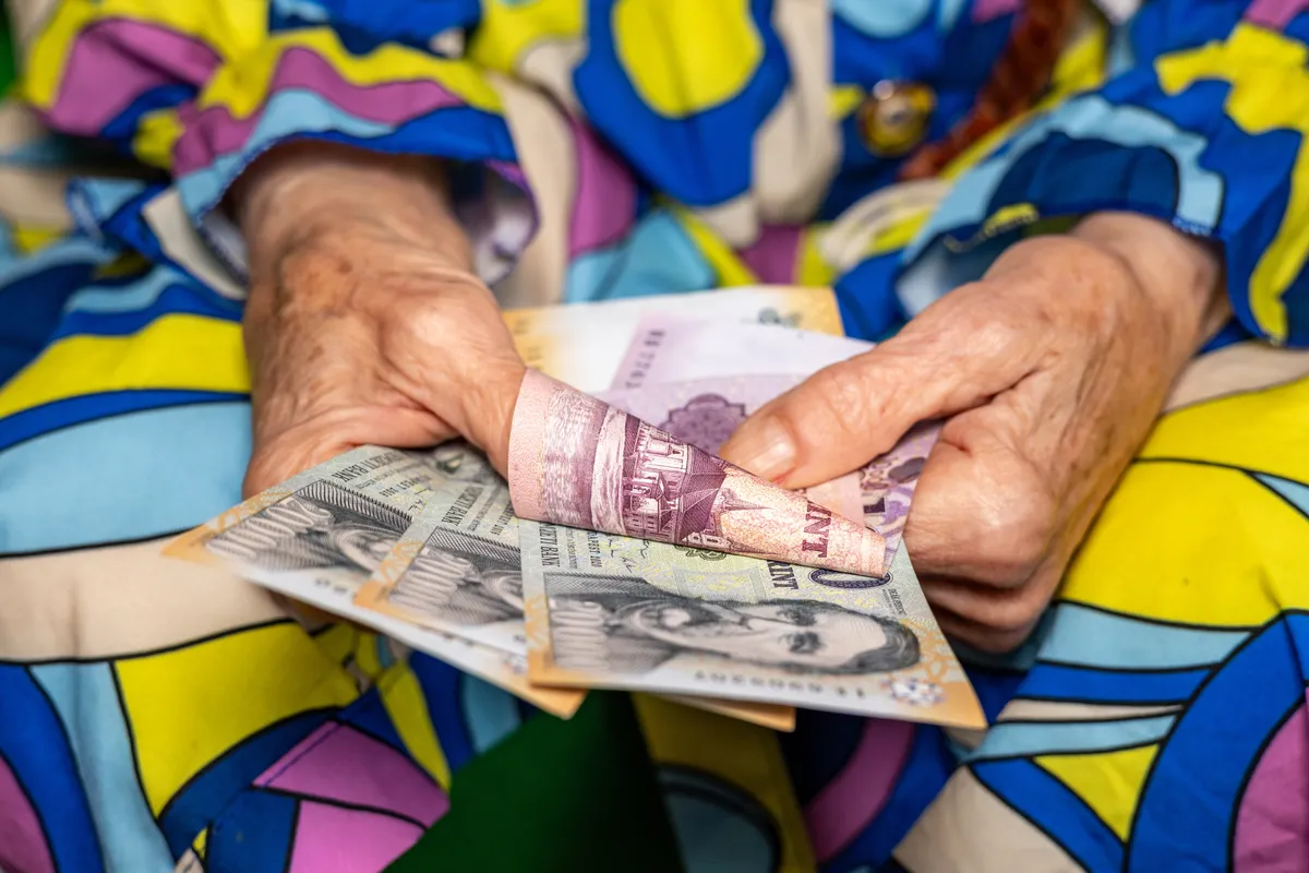 Pénzt számoló nyugdíjas.