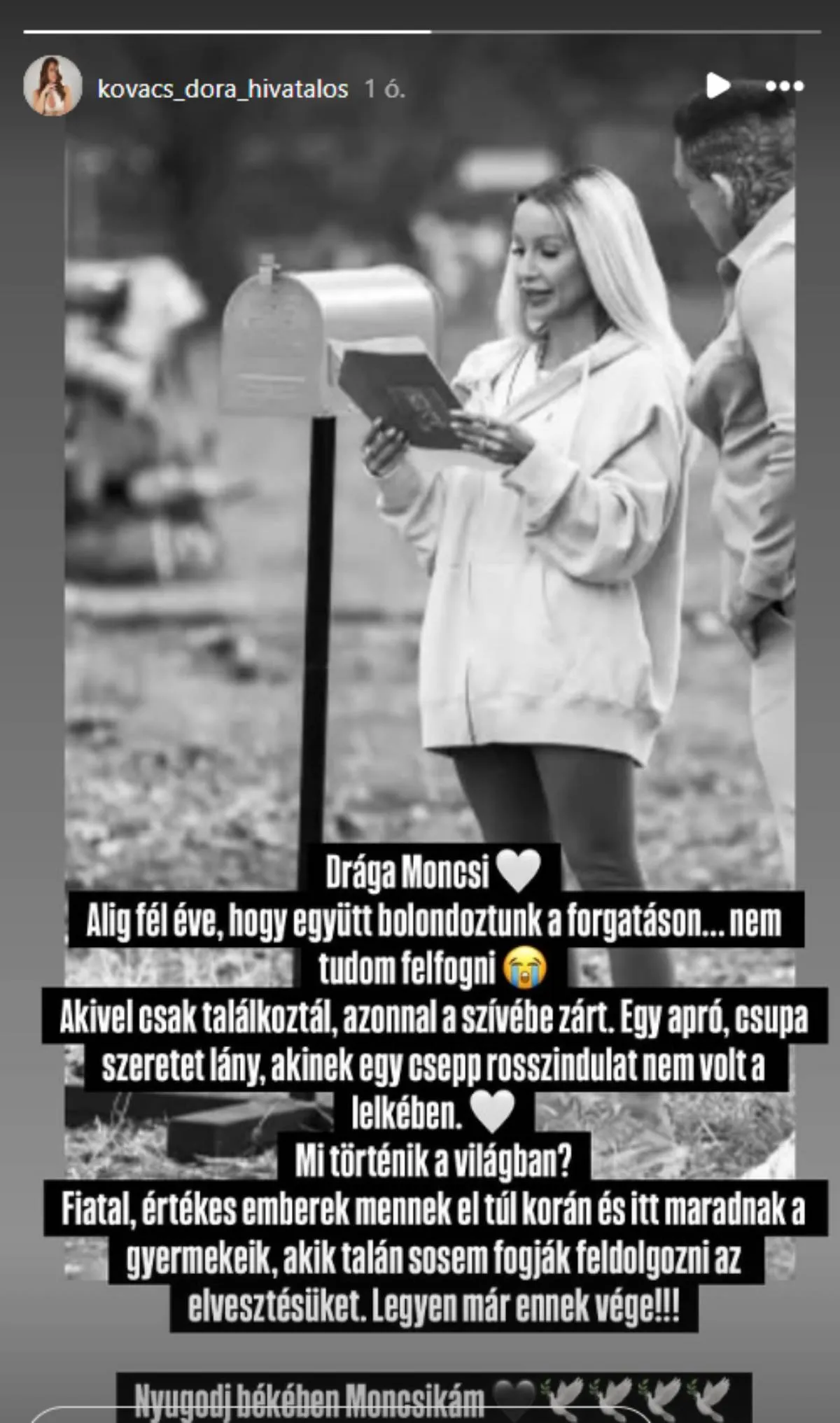 Kovács Dóra hosszú üzenetet küldött az elhunyt Jákli Mónikának