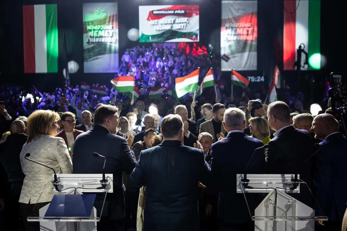 OrbánViktor a kaposvári Háborúellenes gyűlésen