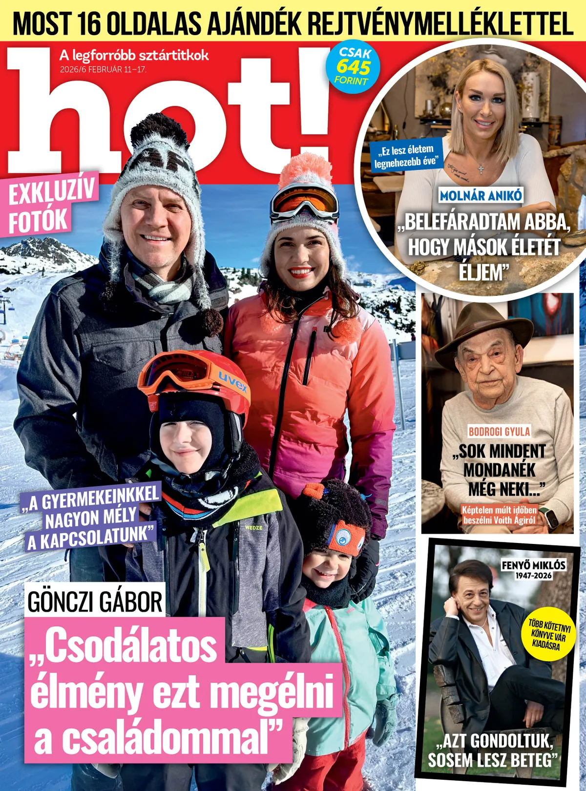 Gönczi Gábor és családja a Hot! címlapján