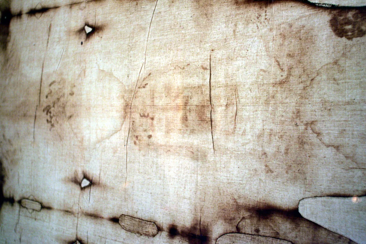 A torinói lepel közelről. 