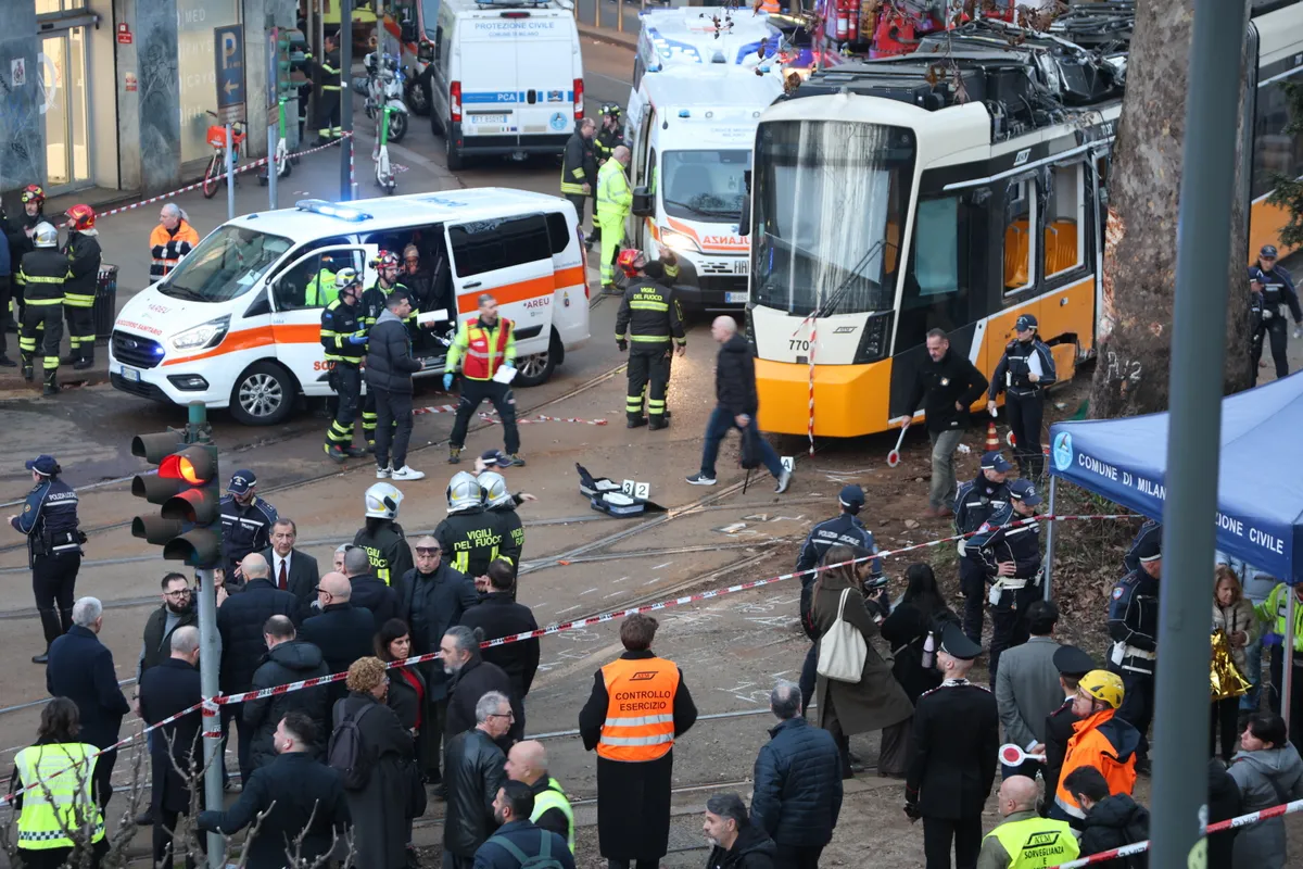 Milánó, villamosbaleset, AFP, 2026. február 27
