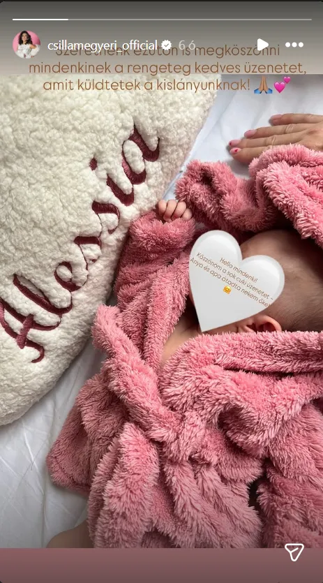 Aranyos fotót osztott meg kislányáról Megyeri Csilla.