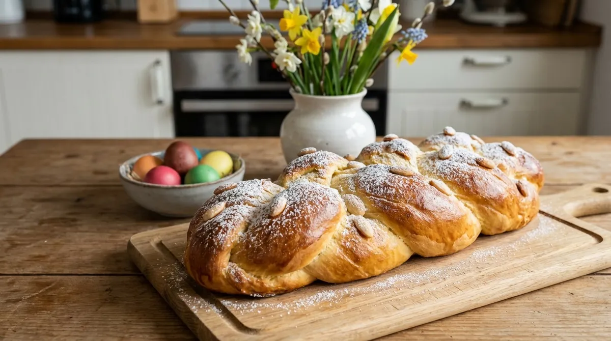 Húsvéti menü, aminek elengedhetetlen része a húsvéti kalács.