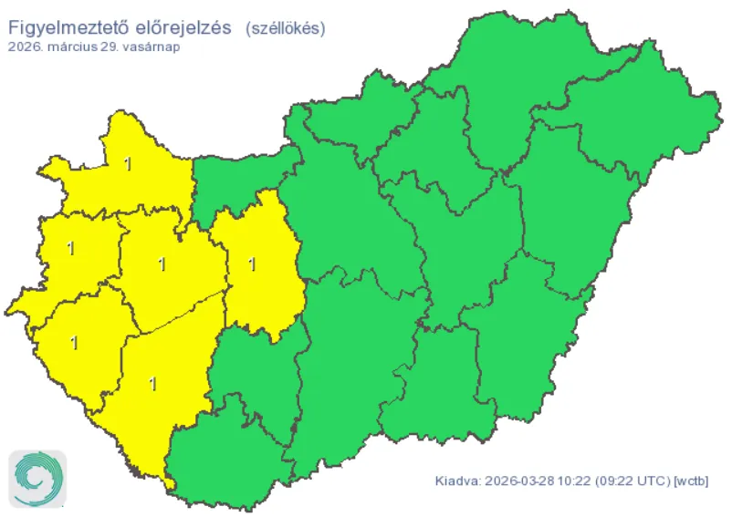 Több vármegyében is életbe lépett a riasztás az erős, helyenként viharos széllökések miatt