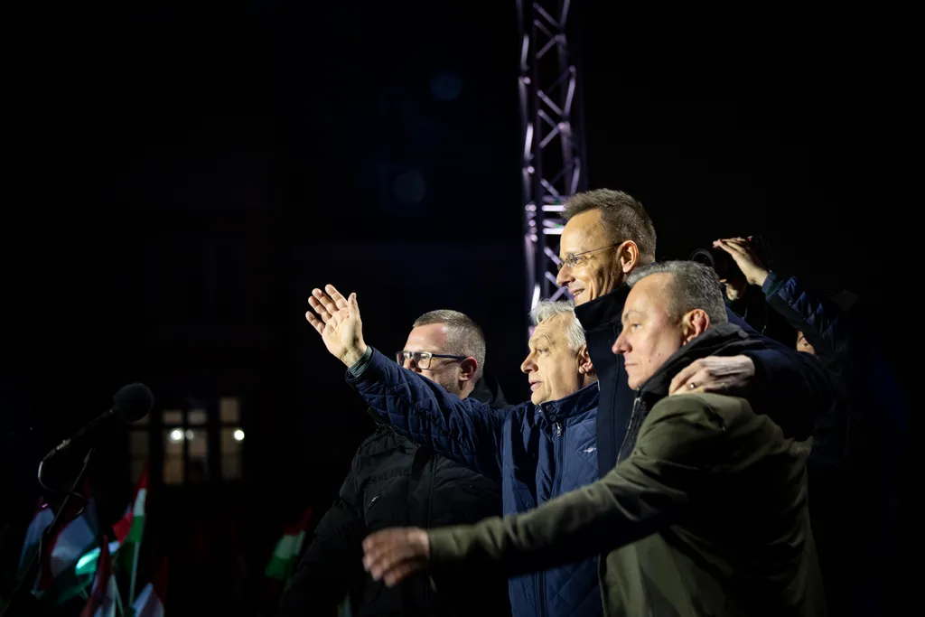 Orbán Viktor Országjárás Győr 2026.03.27.
Dr. Fekete Dávid, Orbán Viktor, Szijjártó Péter, Szeles Szabolcs