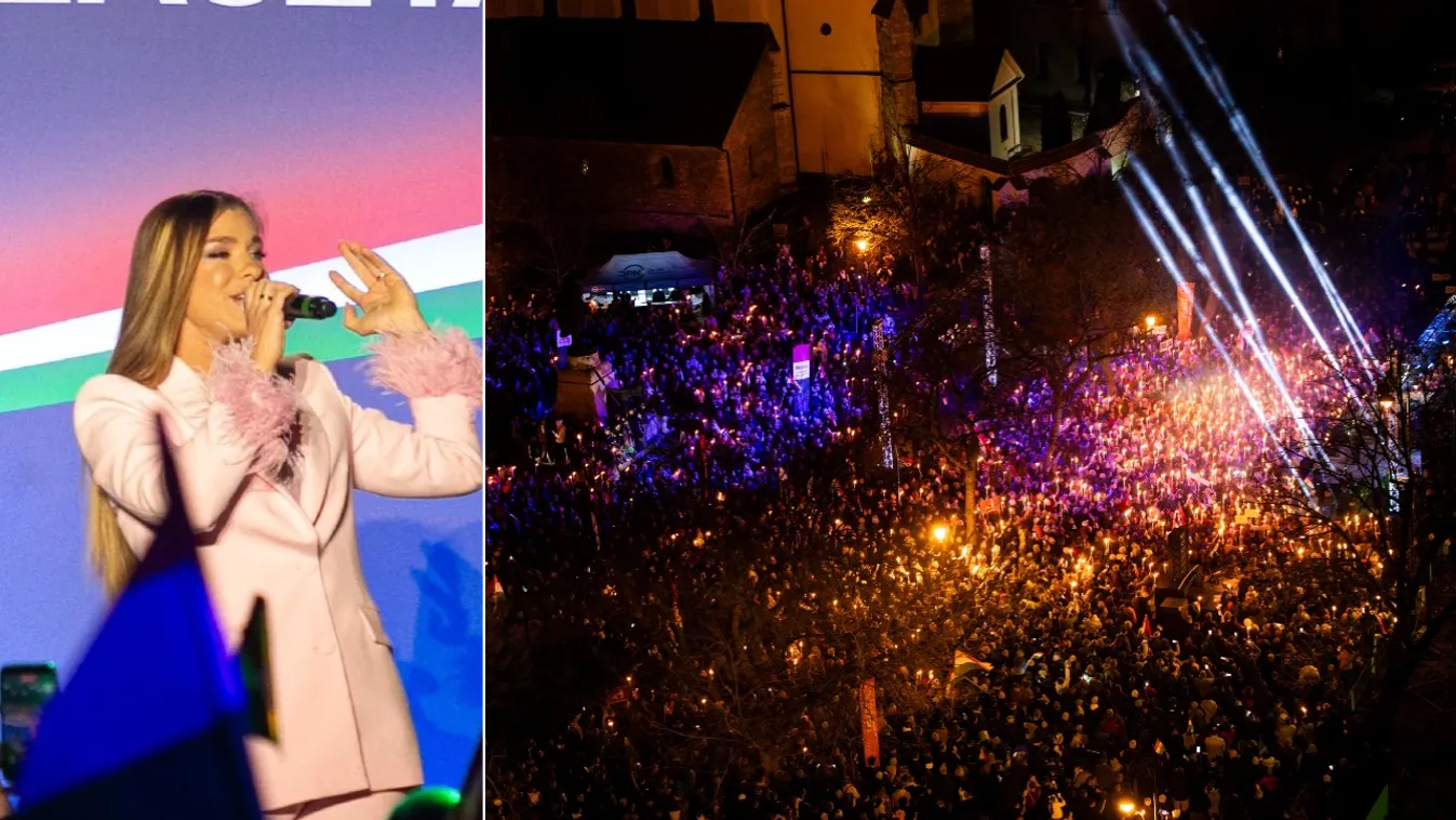 Dér Heni nem először hangolta a közönséget Orbán Viktor előtt, óriási tömeg Kecskeméten