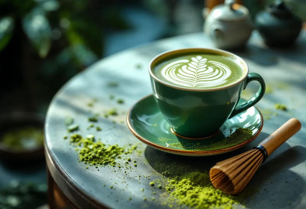Matcha latte csészében
