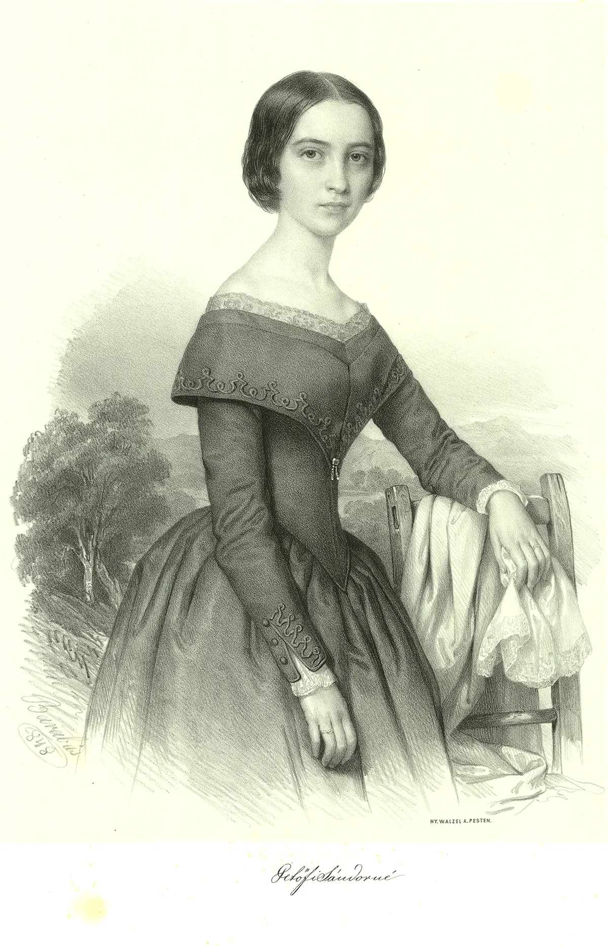 Szendrey Júlia, Petőfi Sándor felesége egy korabeli ábrázoláson.