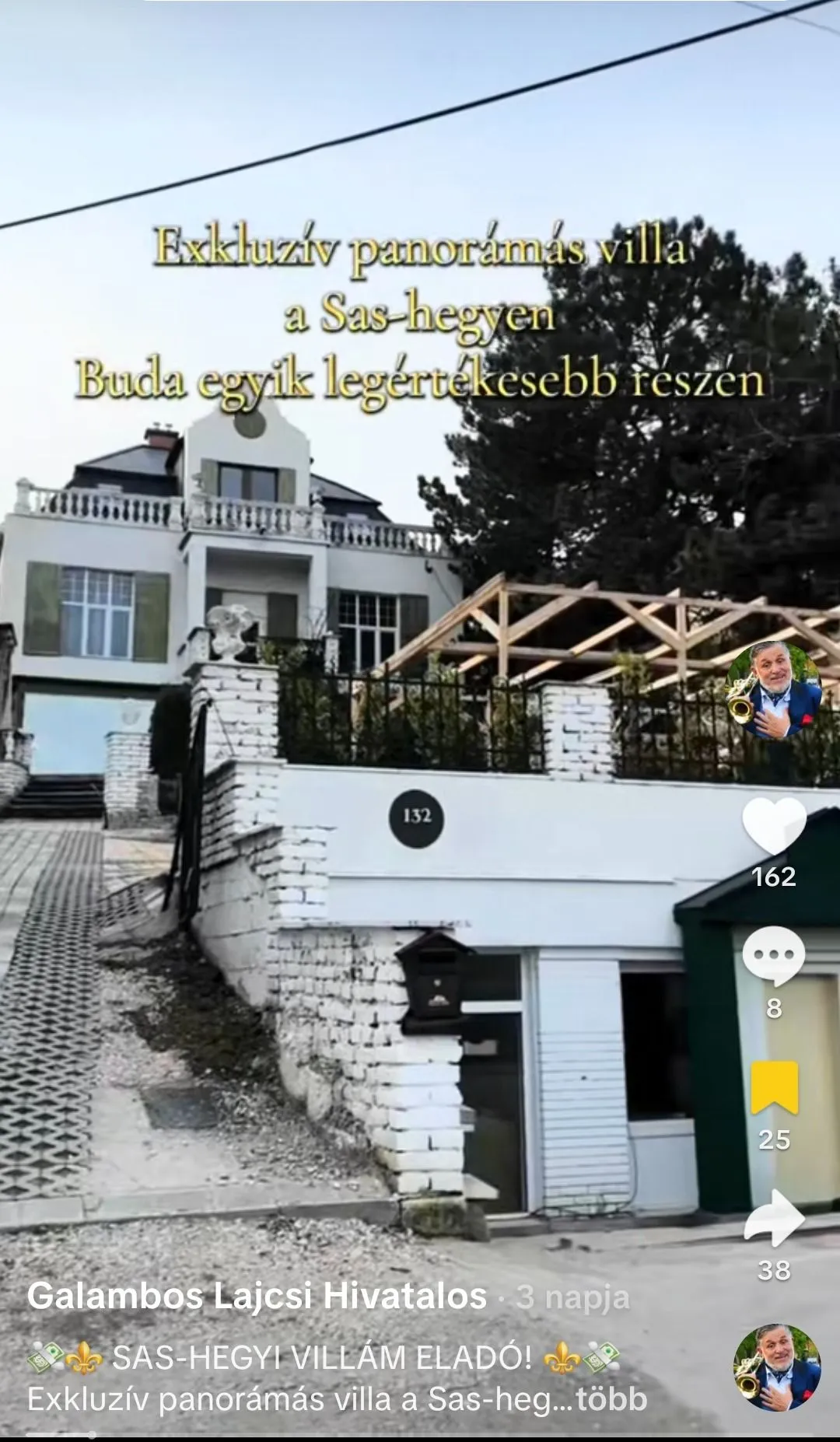 Galambos Lajos sas-hegyi villájától szeretne megvállni.