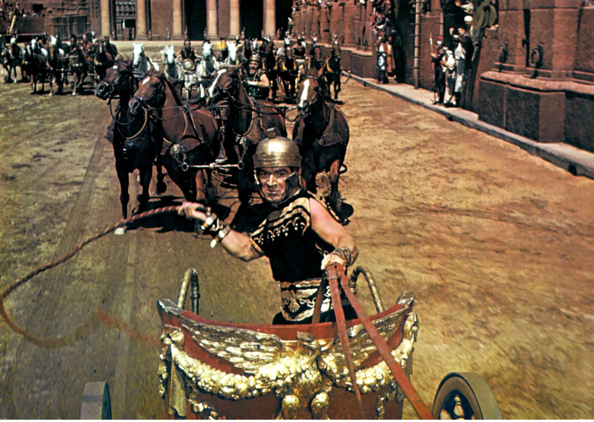 Kocsiverseny részlet a Ben Hur című filmből, amiről a kvízben is szó lesz