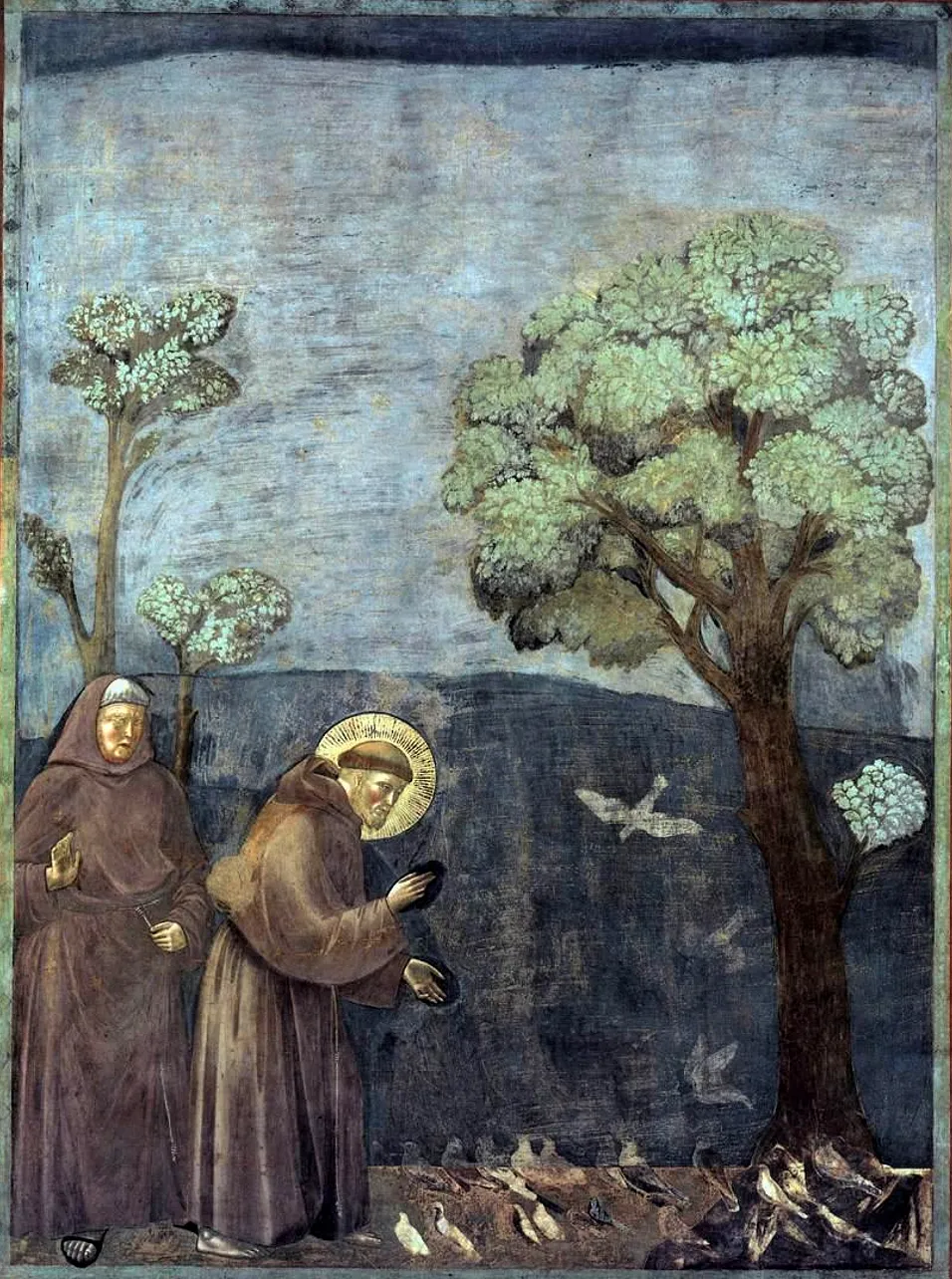Giotto: Assisi Szent Ferenc a madaraknak prédikál.