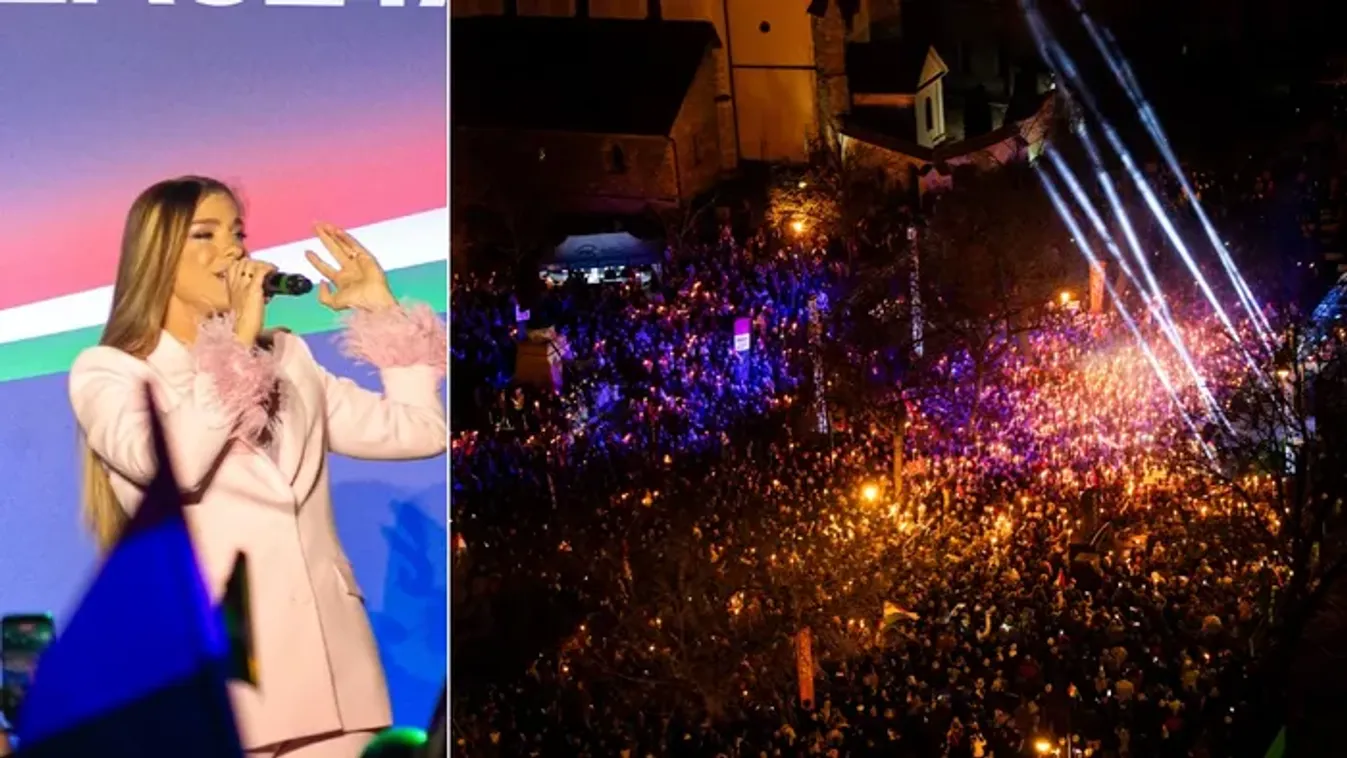 Dér Heni nem először hangolta a közönséget Orbán Viktor előtt, óriási tömeg Kecskeméten