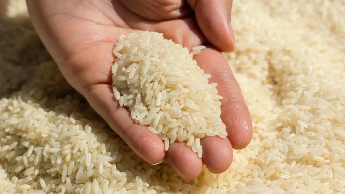 Tökéletes rizsbe nyúló női kéz