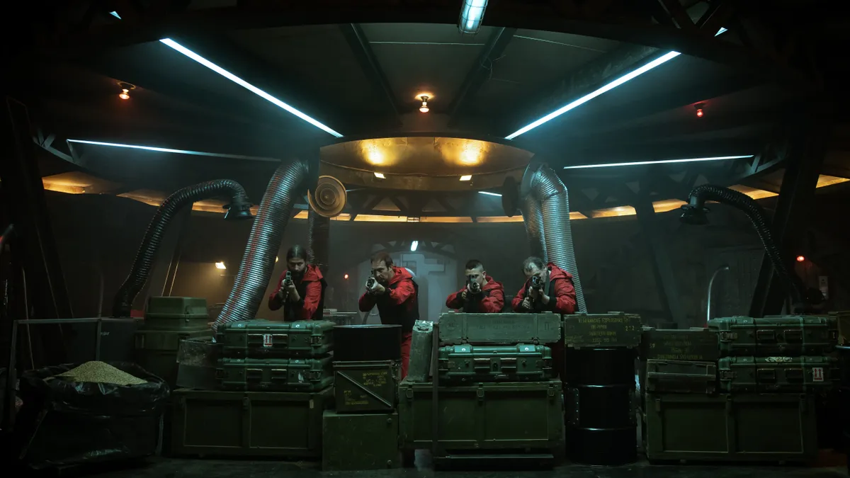 Jelenetkép A nagy pénzrablás sorozatból, mely a Berlin széria után játszódik.