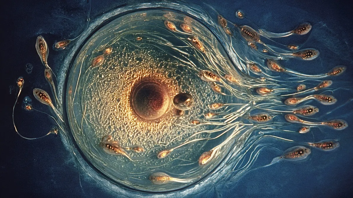 A képen spermiumok termékenyítenek meg egy petesejtet. a kutatók rájöttek, hogy rák elleni gyógyszerben is lehet őket hasznosítani.