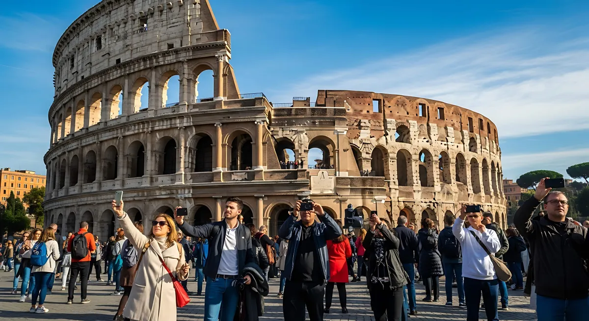 Tipikus magyar turista a római Colosseumnál.