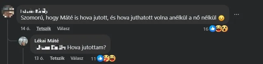 Lékai Máté válaszolt az őt és Kiss Ramónát ért beszólásra