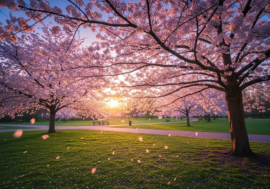 Cherry blossoms in full bloom in Washington DC, USA.
