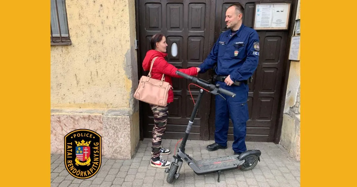 Rövid időn belül előkerült a lefoglalt elektromos roller, amelyet a tatai nyomozók már vissza is adtak a tulajdonosnak