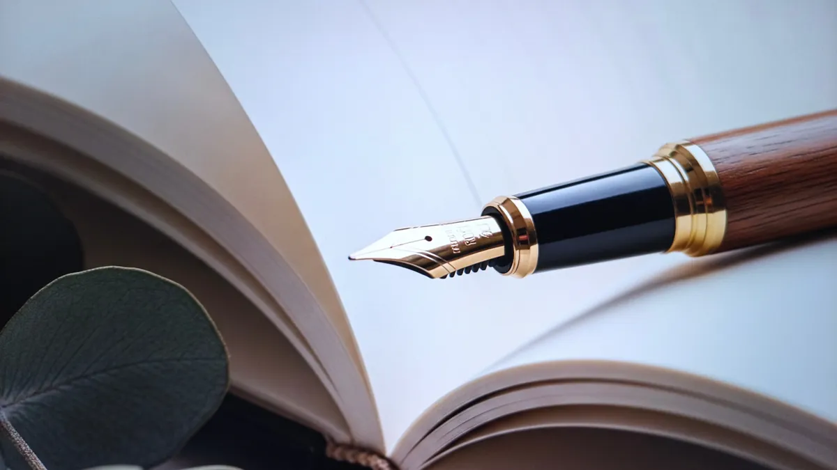 Toll és papír az irodalmi kvíz kitöltéséhez.