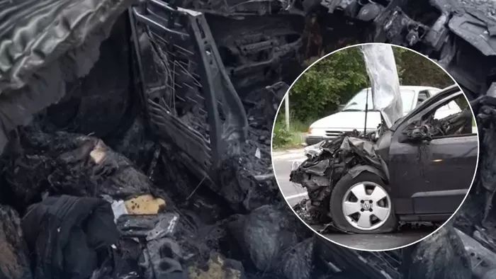 Karambol Szolnokon: kigyulladt a kocsi a becsapódás után