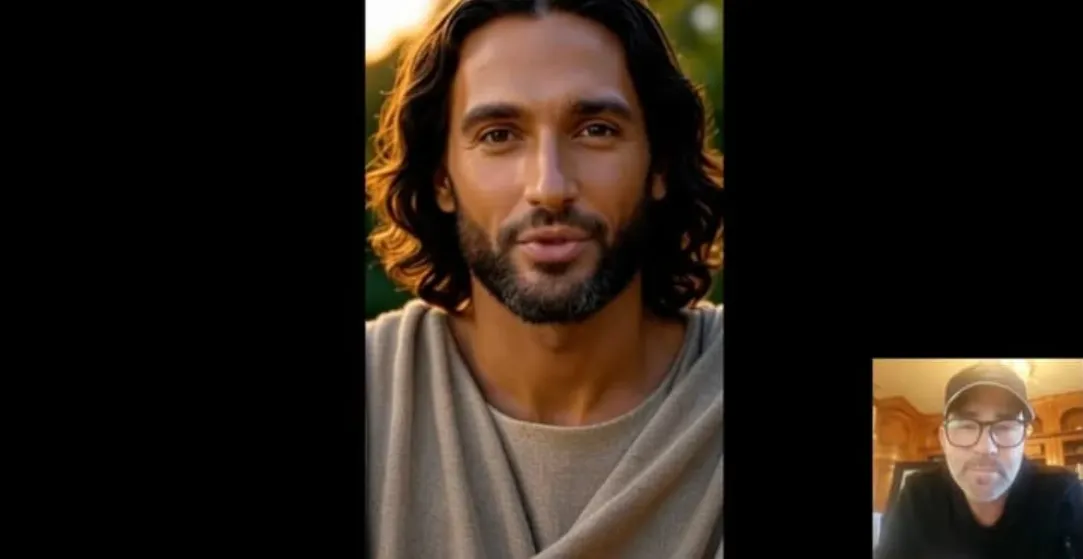 Az AI Jézus videóhívás közben