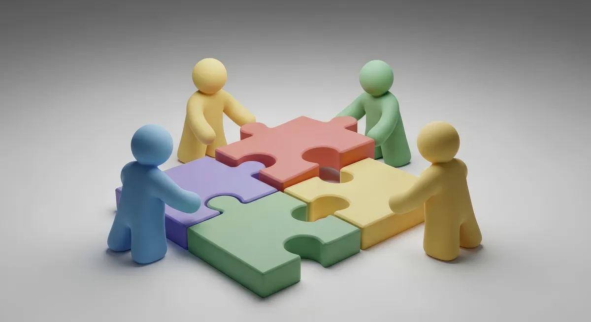 családállítást szimbolizáló figurák