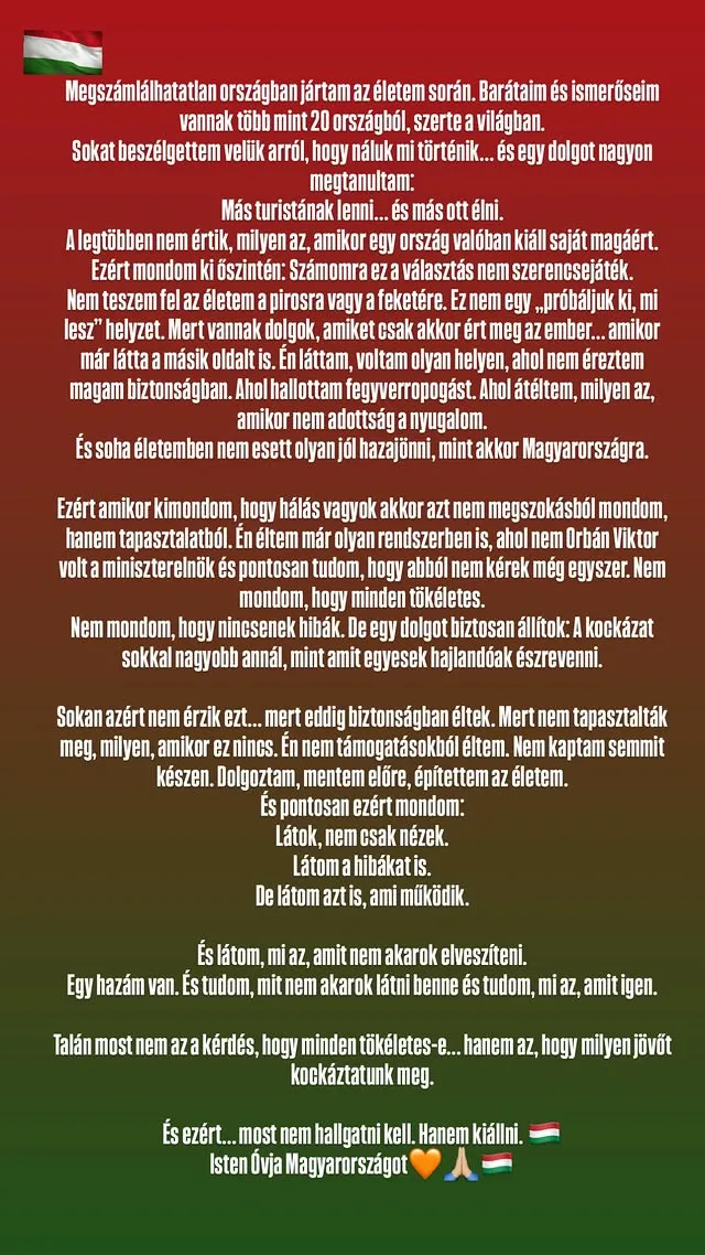 Kocsis Alexandra követőinek üzent