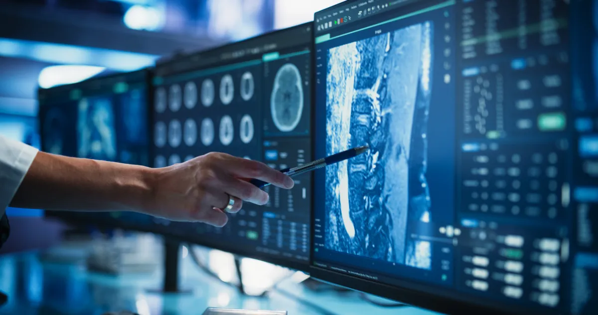 Rákos megbetegedést CT-felvételeken vizsgáló orvos