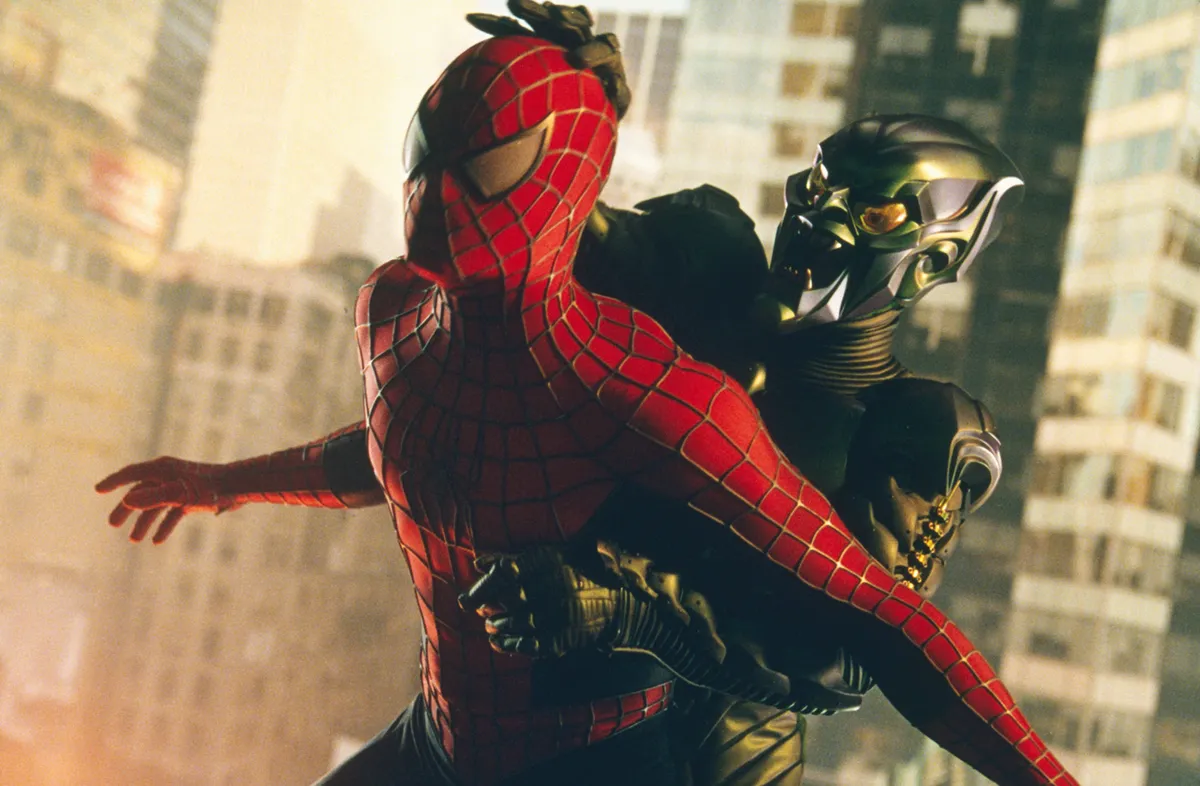 Tobey Maguire és Willem Dafoe a Pókember című filmben.